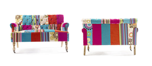 Bizzotto Divano 2 posti in tessuto Faustin Patchwork Multicolore