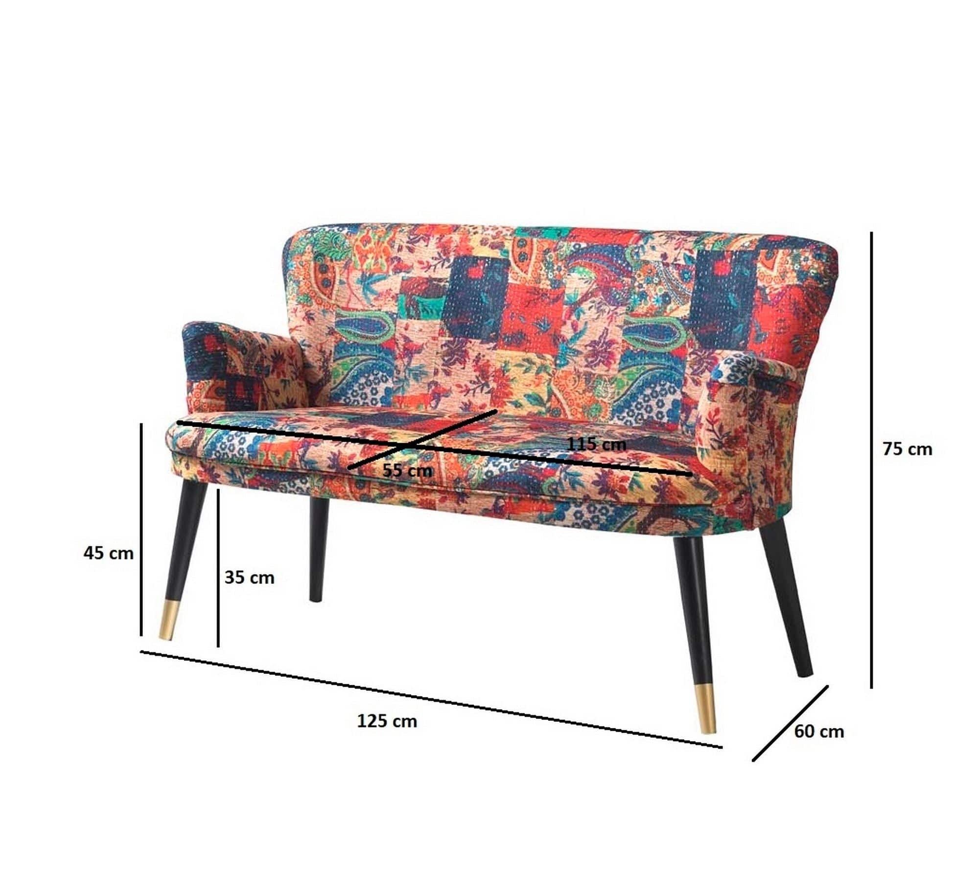 Oyo Divano 2 posti in tessuto Patchwork Multicolore