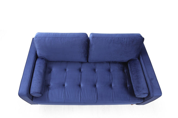 Divano 2 posti in velluto Rome Blu (4)