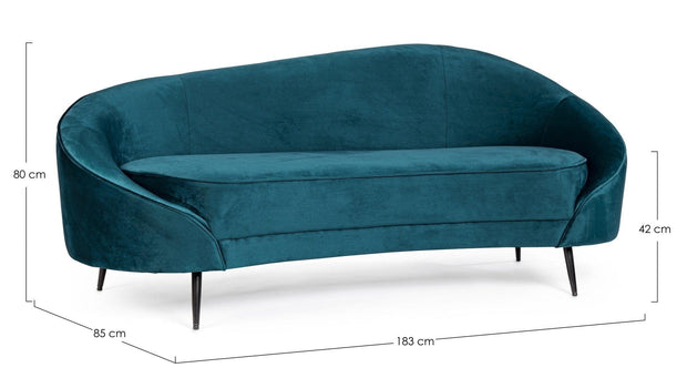 Bizzotto Divano 2 posti in velluto Seraphin Blu