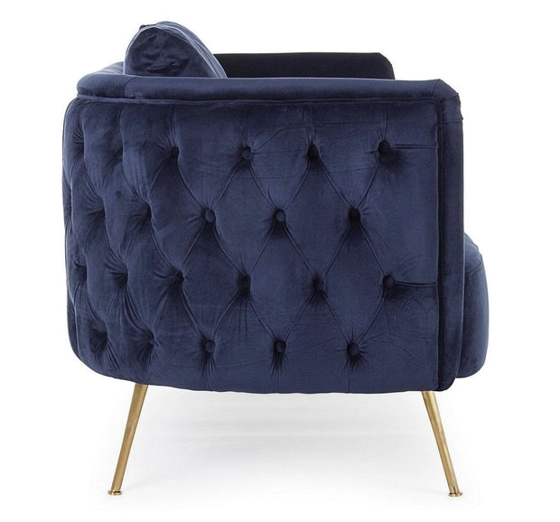 Bizzotto Divano 2 posti in velluto Tenbury Blu