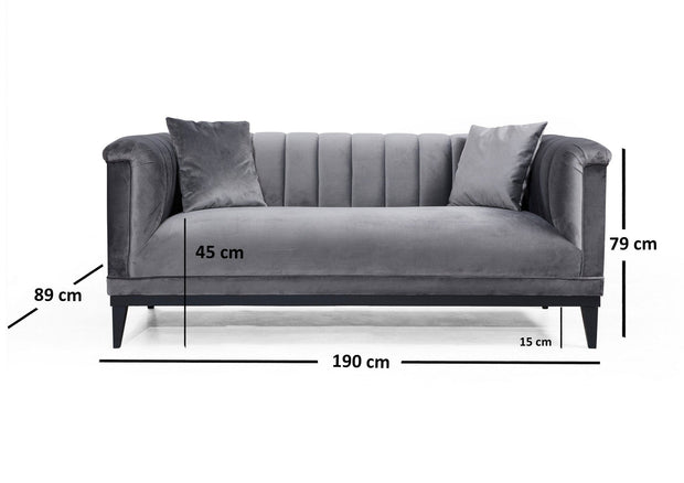 Asir Divano 2 posti in velluto Trendy Grigio