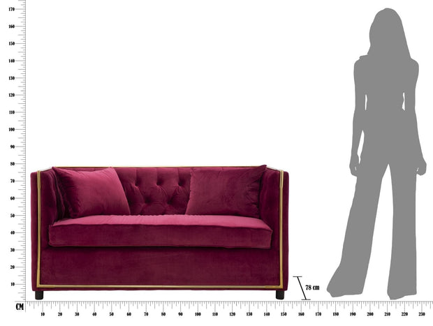Mauro Ferretti Divano 2 Posti Luxury Bordeaux cm 153x78x79