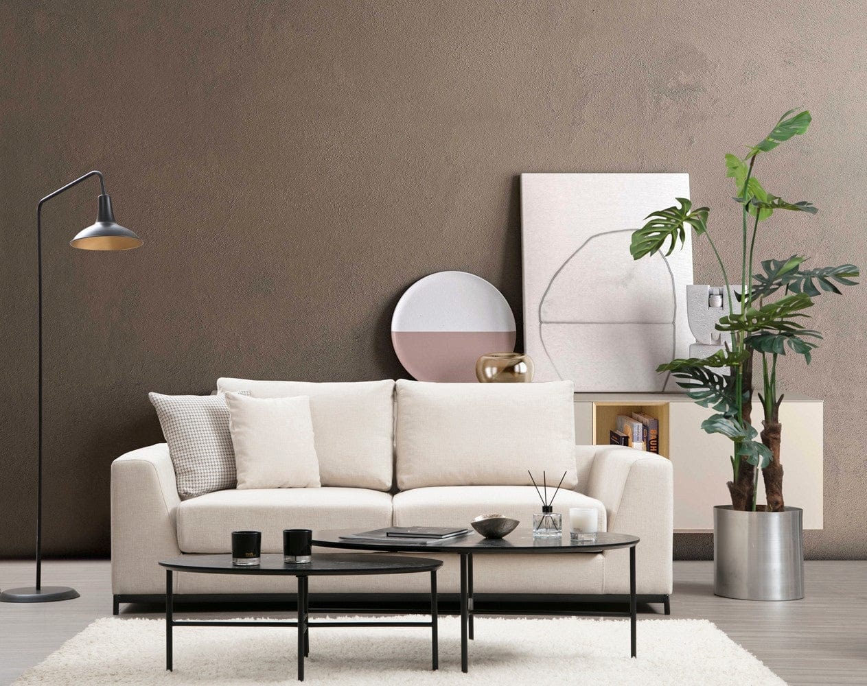 Asir Divano 3 posti in tessuto Line Beige