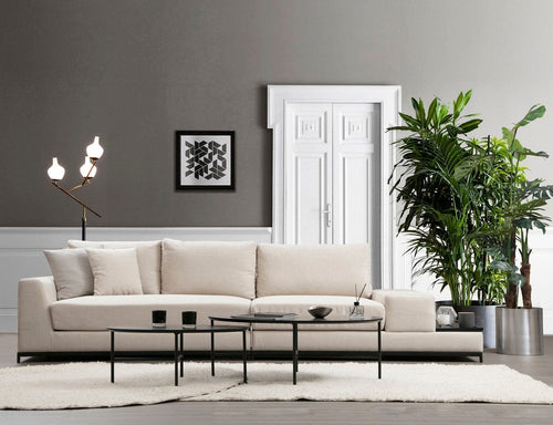 Asir Divano 3 posti in tessuto Line Beige