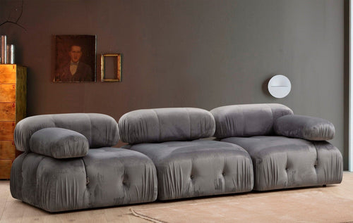 Asir Divano 3 posti in velluto Bubble Velvet Gri Inchis Grigio