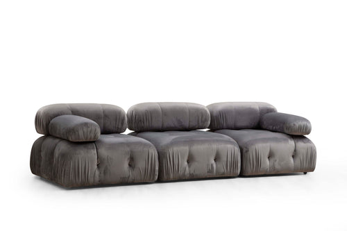 Asir Divano 3 posti in velluto Bubble Velvet Gri Inchis Grigio