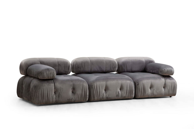 Asir Divano 3 posti in velluto Bubble Velvet Gri Inchis Grigio