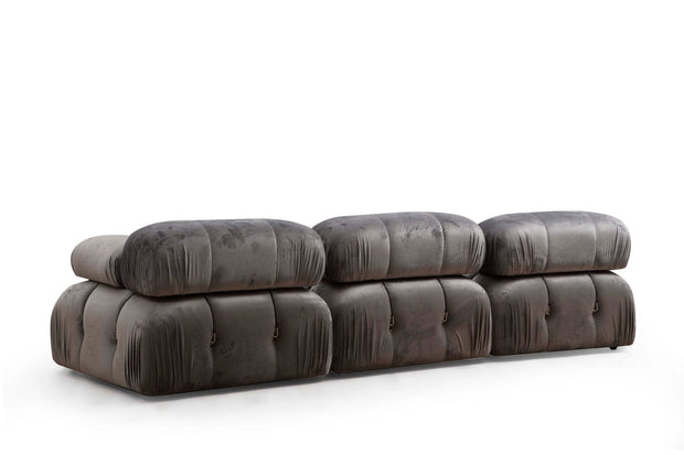 Asir Divano 3 posti in velluto Bubble Velvet Gri Inchis Grigio