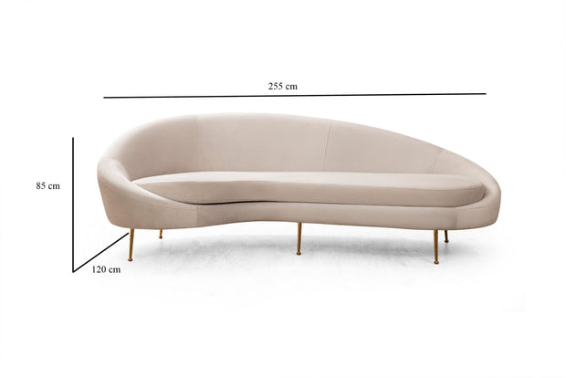 Asir Divano 3 posti in velluto Eses II Beige