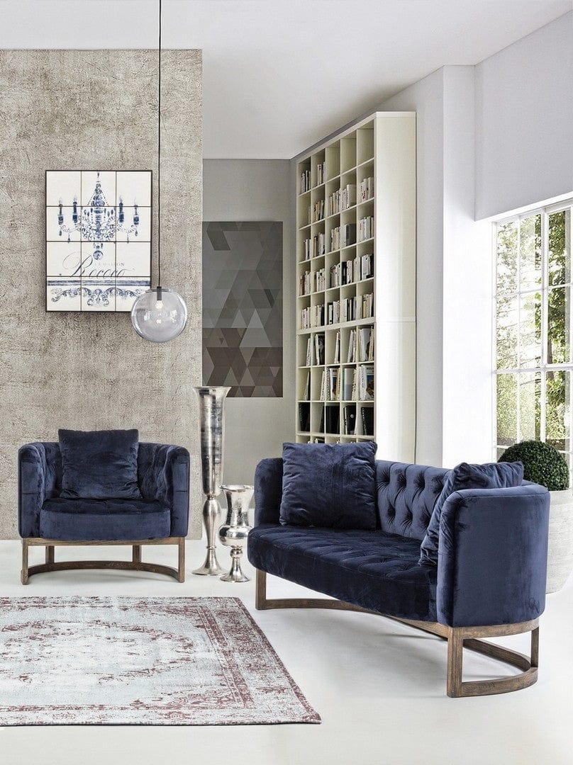 Bizzotto Divano 3 posti in velluto Midway Blu