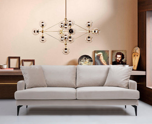 Asir Divano 3 posti in velluto Papira Beige