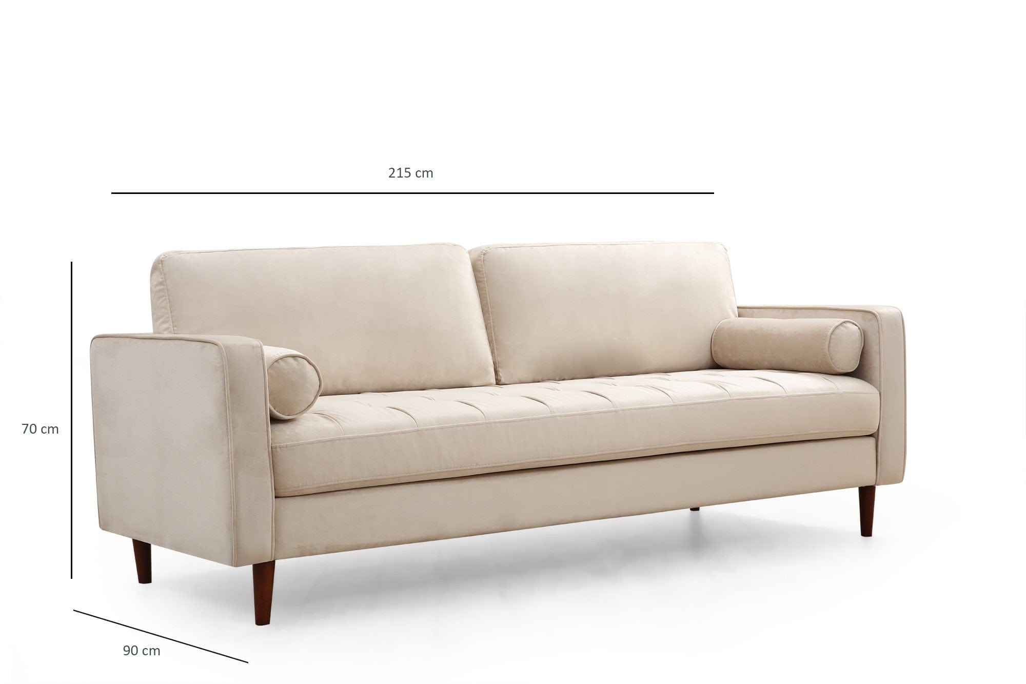 Asir Divano 3 posti in velluto Rome Beige
