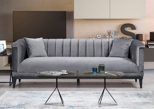 Asir Divano 3 posti in velluto Trendy Grigio