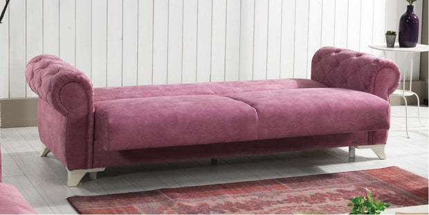 Serhat Divano allungabile con contenitore, 3 posti Mito Pink K1, l242xL96xH85 cm