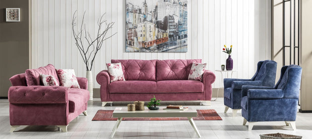 Serhat Divano allungabile con contenitore, 3 posti Mito Pink K1, l242xL96xH85 cm