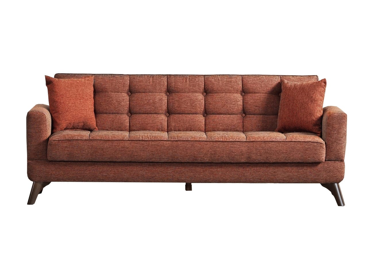 Serhat Divano allungabile con contenitore, rivestito in tessuto 3 posti Los Angeles Caramiziu K1, l220xL84xH86 cm