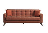Serhat Divano allungabile con contenitore, rivestito in tessuto 3 posti Los Angeles Caramiziu K1, l220xL84xH86 cm