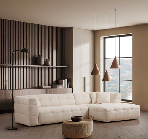 Asir Divano Angolare a destro 3 posti in tessuto Cady 3 Beige