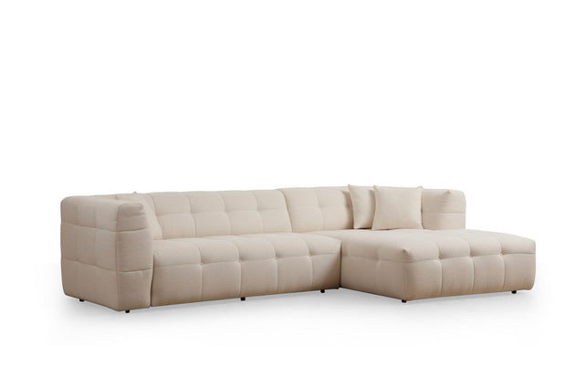 Asir Divano Angolare a destro 3 posti in tessuto Cady 3 Beige
