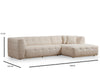 Asir Divano Angolare a destro 3 posti in tessuto Cady 3 Beige