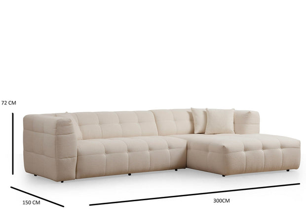 Asir Divano Angolare a destro 3 posti in tessuto Cady 3 Beige