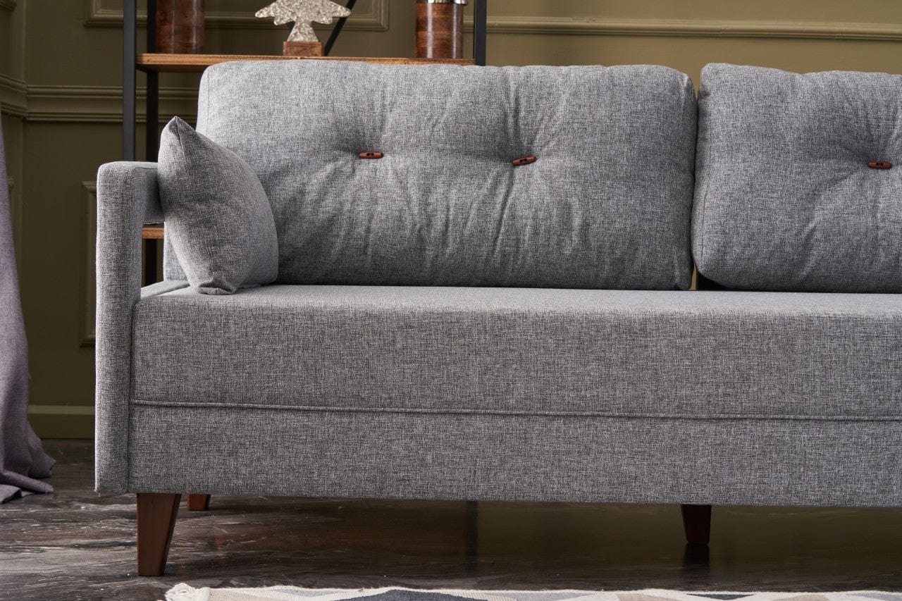Asir Divano Angolare a destro 3 posti in tessuto Comfort Grigio