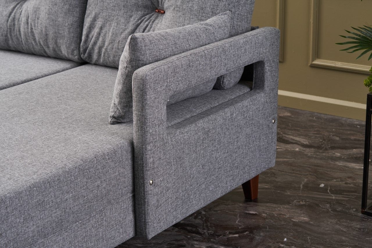 Asir Divano Angolare a destro 3 posti in tessuto Comfort Grigio