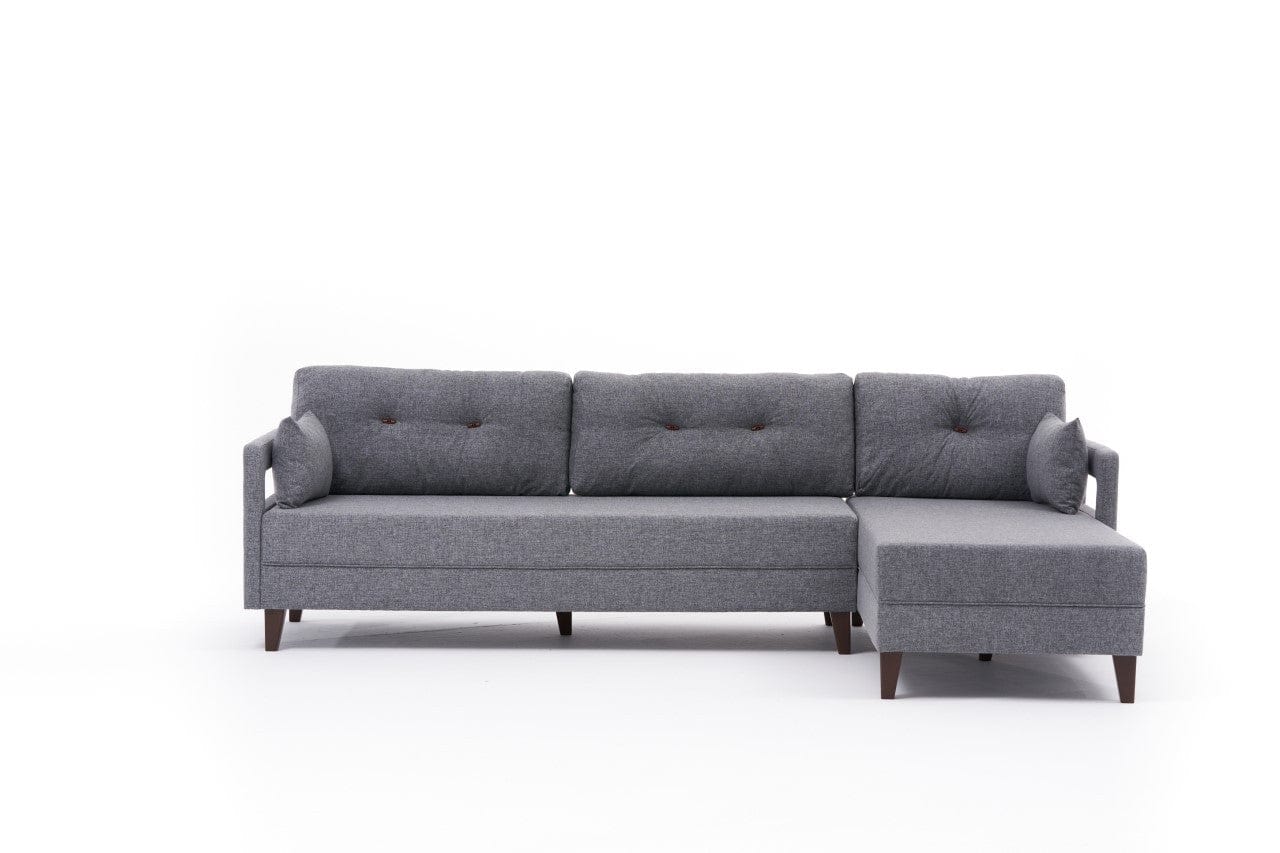 Asir Divano Angolare a destro 3 posti in tessuto Comfort Grigio