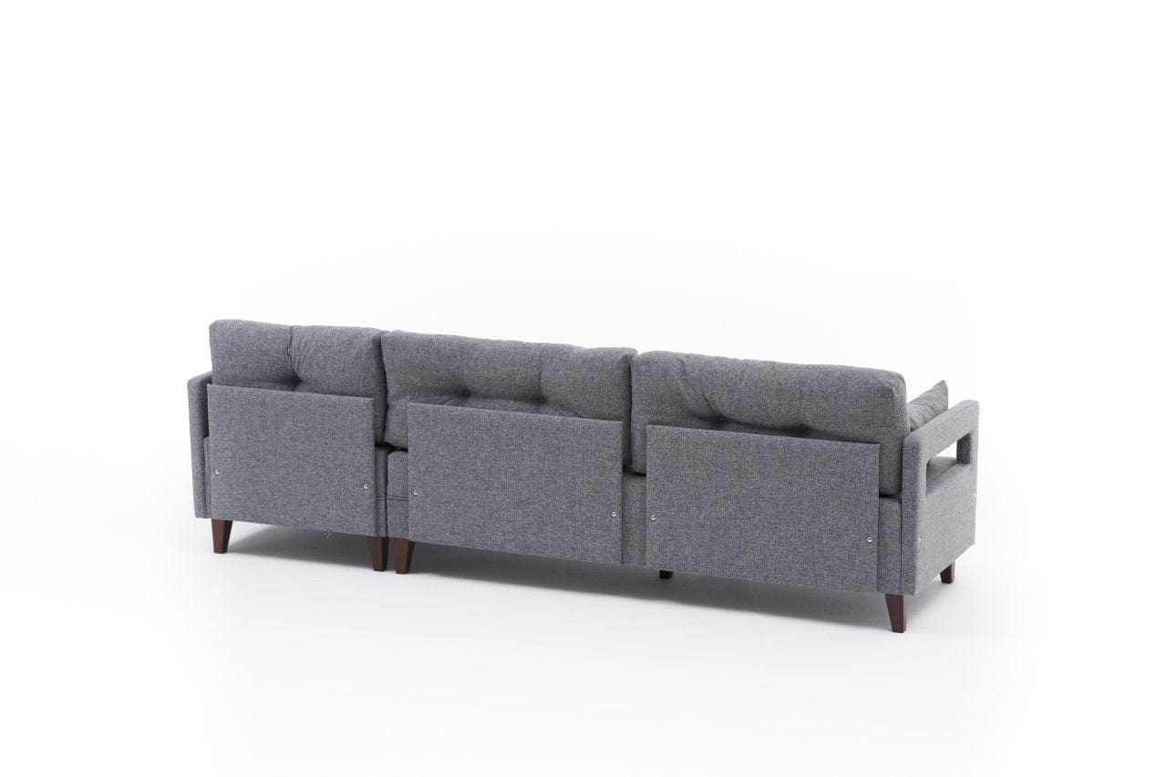 Asir Divano Angolare a destro 3 posti in tessuto Comfort Grigio
