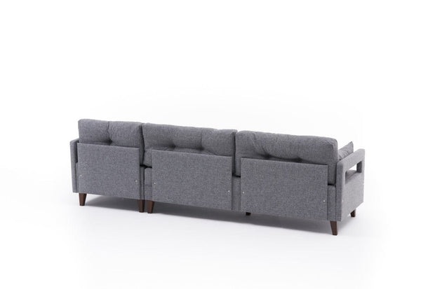 Asir Divano Angolare a destro 3 posti in tessuto Comfort Grigio