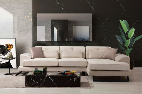 Asir Divano Angolare a destro 3 posti in tessuto Frido Beige