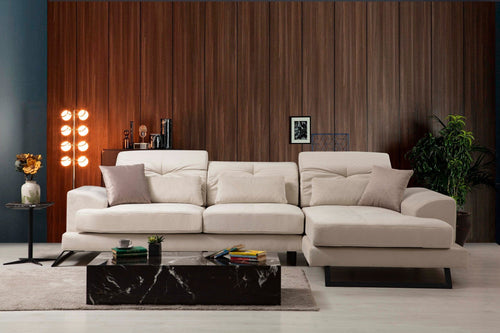 Asir Divano Angolare a destro 3 posti in tessuto Frido Beige