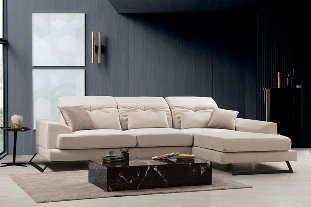 Asir Divano Angolare a destro 3 posti in tessuto Frido Beige