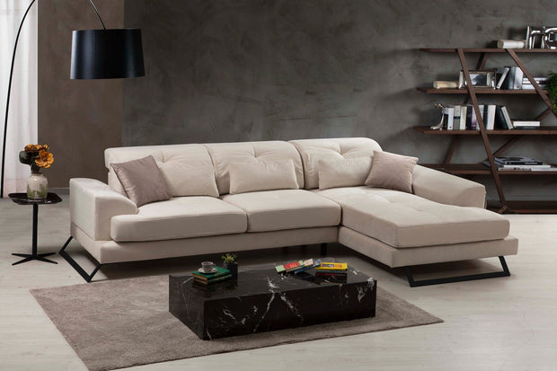 Asir Divano Angolare a destro 3 posti in tessuto Frido Beige