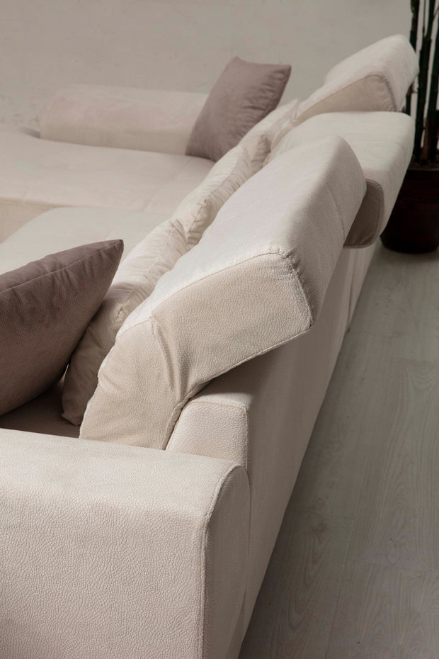 Asir Divano Angolare a destro 3 posti in tessuto Frido Beige