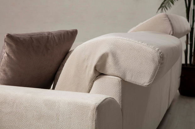 Asir Divano Angolare a destro 3 posti in tessuto Frido Beige