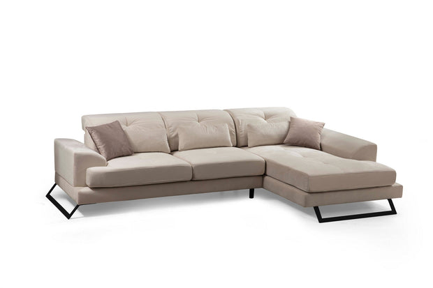 Asir Divano Angolare a destro 3 posti in tessuto Frido Beige