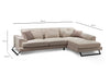 Asir Divano Angolare a destro 3 posti in tessuto Frido Beige