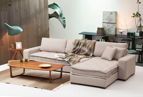 Asir Divano Angolare a destro 3 posti in tessuto Lena Beige