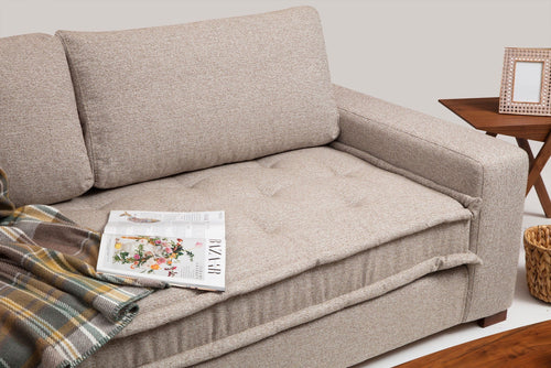 Asir Divano Angolare a destro 3 posti in tessuto Lena Beige