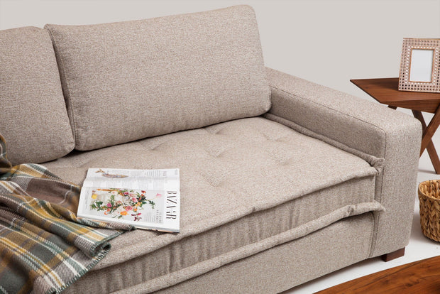Asir Divano Angolare a destro 3 posti in tessuto Lena Beige