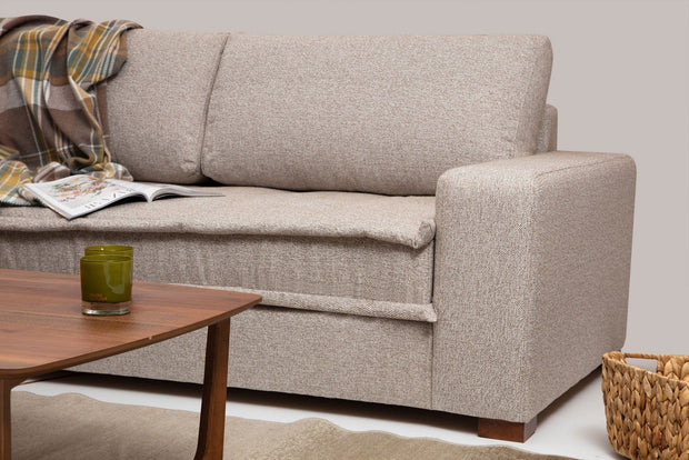 Asir Divano Angolare a destro 3 posti in tessuto Lena Beige