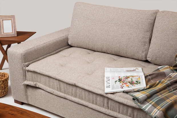 Asir Divano Angolare a destro 3 posti in tessuto Lena Beige