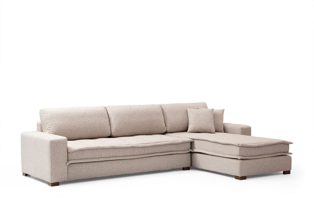 Asir Divano Angolare a destro 3 posti in tessuto Lena Beige