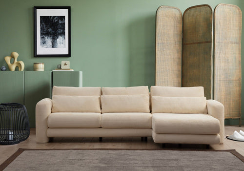 Asir Divano Angolare a destro 3 posti in tessuto Lily Beige