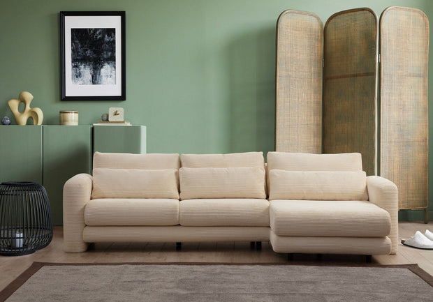 Asir Divano Angolare a destro 3 posti in tessuto Lily Beige