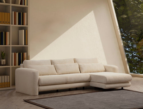 Asir Divano Angolare a destro 3 posti in tessuto Lily Beige