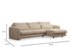 Asir Divano Angolare a destro 3 posti in tessuto Lily Beige