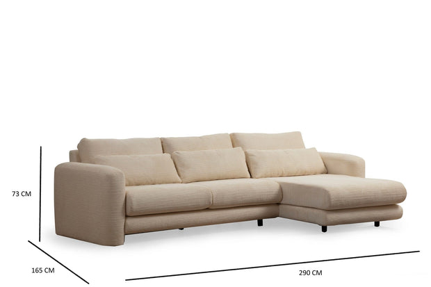 Asir Divano Angolare a destro 3 posti in tessuto Lily Beige